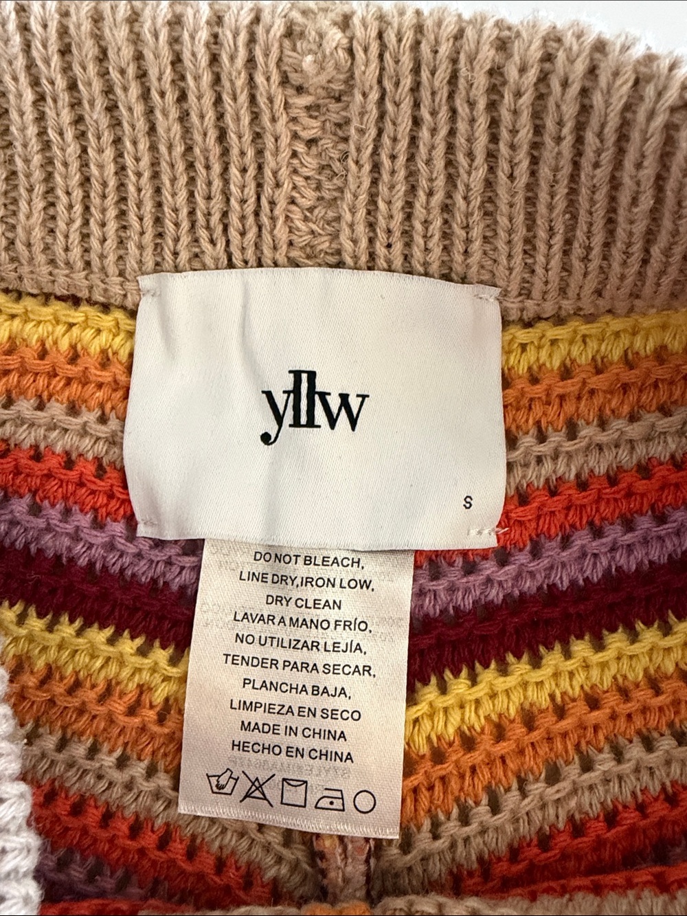 Yllw The Label Sriped Knit Crochet Pull-on High Waisted Boho Beach Shorts size S - Picture 4 of 8